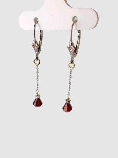 Red Garnet Drop Earrings in 14KW - EAR-248-1DRPGM14W-GNT
