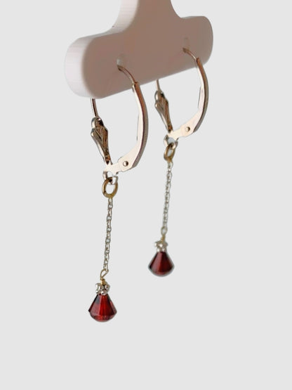 Red Garnet Drop Earrings in 14KW - EAR-248-1DRPGM14W-GNT