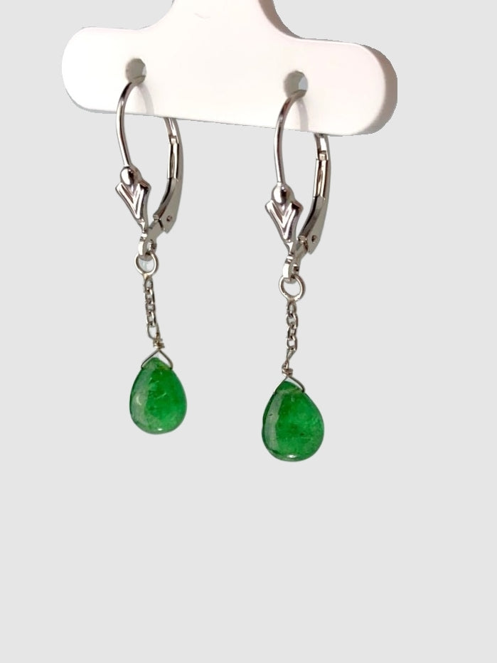 Tsavorite Garnet Drop Earrings in 14KW - EAR-252-1DRPGM14W-TSA