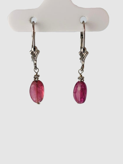 Pink Tourmaline Drop Earrings in 14KW - EAR-254-1DRPGM14W-PT