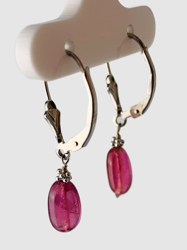 Pink Tourmaline Drop Earrings in 14KW - EAR-254-1DRPGM14W-PT
