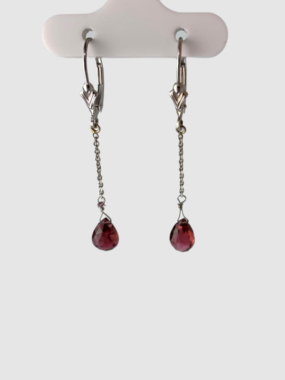 Pink Tourmaline Drop Earrings in 14KW - EAR-257-1DRPGM14W-PT