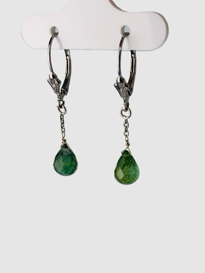 Green Tourmaline Drop Earrings in 14KW - EAR-260-1DRPGM14W-GT