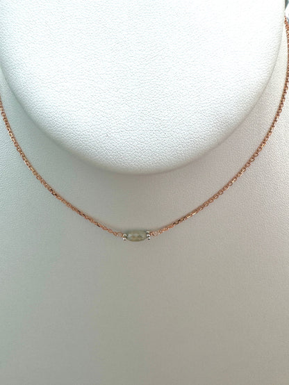 15"-17" Grey Diamond Oval Bead Necklace in 14K Rose Gold - NCK-810-SNGOVDIA14WR-GRY-17-09035