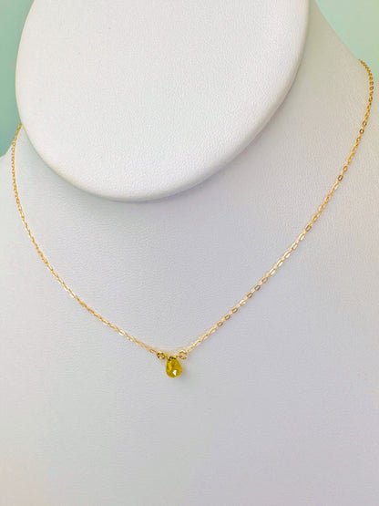 15"-17" Yellow Diamond Briolette Drop Necklace in 14K Yellow Gold - NCK-811-SNGDRPDIA14Y-YL-17-LG-09036