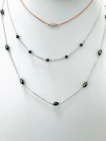 15"-17" Black Diamond Bead Station Necklace in 14k Yellow Gold - NCK-821-TNCDIA14Y-BK-17-09054