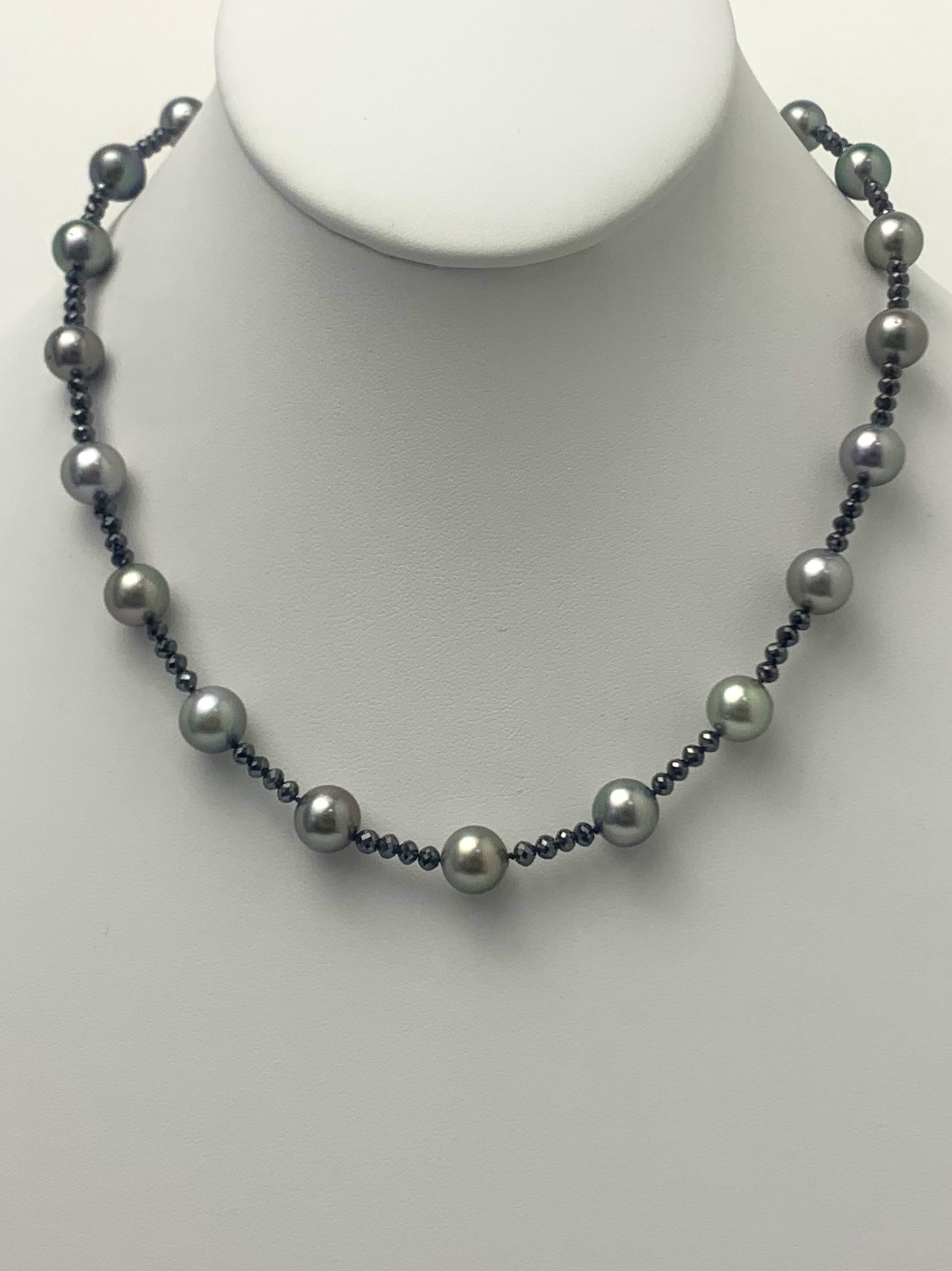17" Black Diamond Grey South Sea Pearl Necklace in 14KW - NCK-047-DIAPRL14W-17-BLKGRY-17-07351 19.6ctw