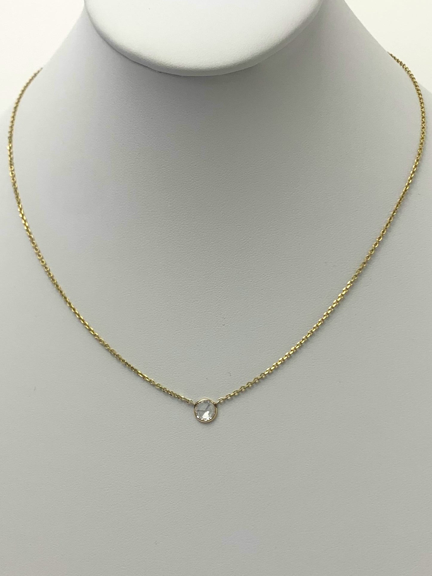 17" - 18" Rose-Cut White Diamond DBY Necklace in 14KY - NCK-048-DBYDIA14Y-WH-17 0.55ctw