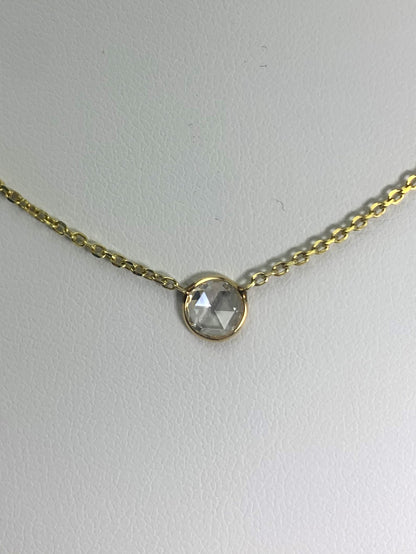 17" - 18" Rose-Cut White Diamond DBY Necklace in 14KY - NCK-048-DBYDIA14Y-WH-17 0.55ctw