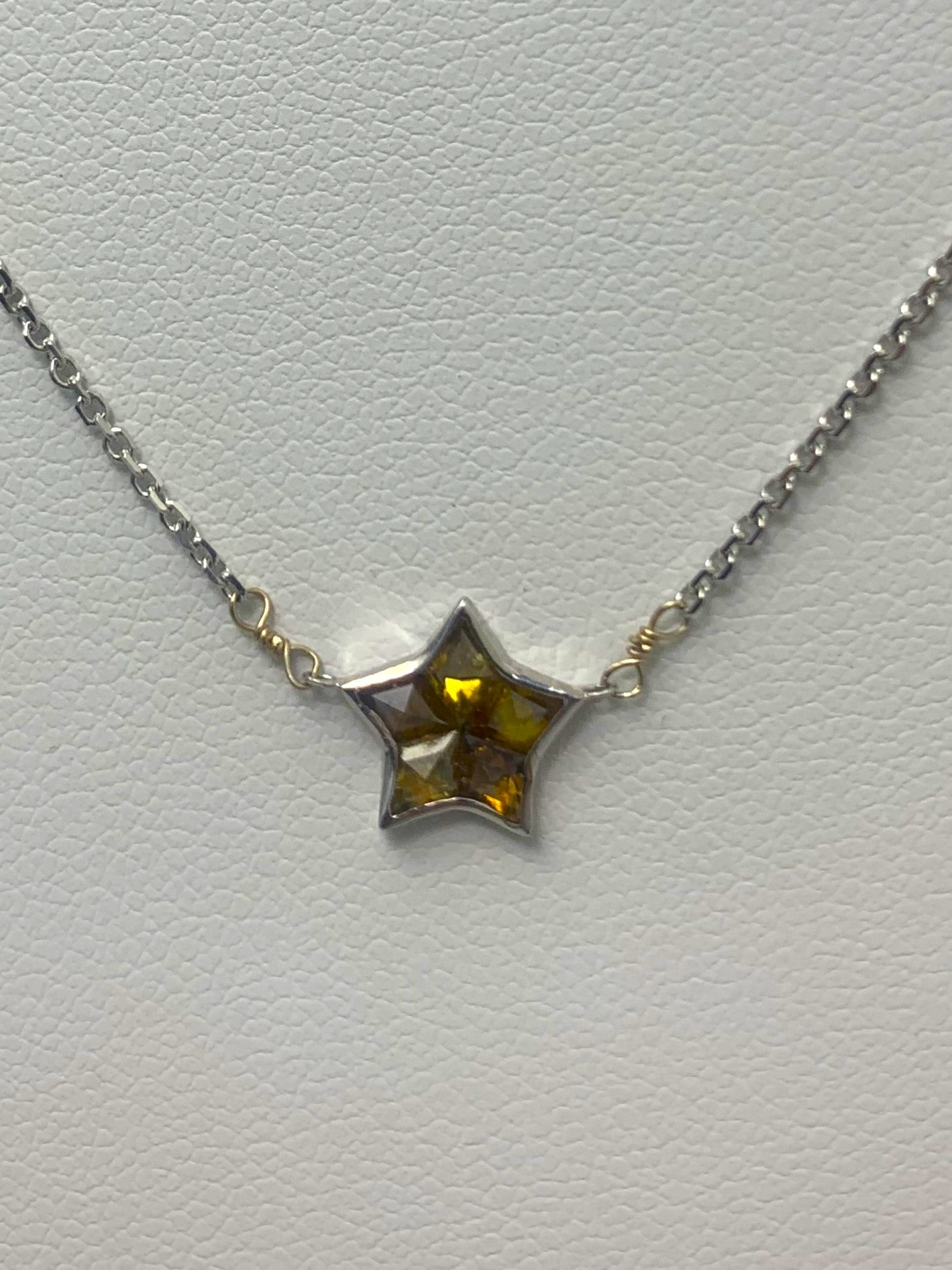 16" Brown Diamond Star Pendant in 14KW - NCK-058-STRDIA14W-BRN-16 0.50ctw