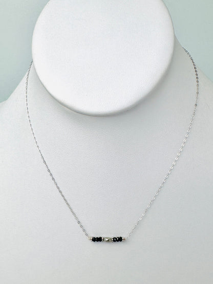 15"-17" Black and Grey Diamond Bar Necklace in 14K White Gold - NCK-815-1MLTIWRPDIA14W-GRYBK-17-09044