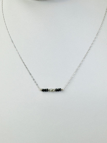 15"-17" Black and Grey Diamond Bar Necklace in 14K White Gold - NCK-815-1MLTIWRPDIA14W-GRYBK-17-09044