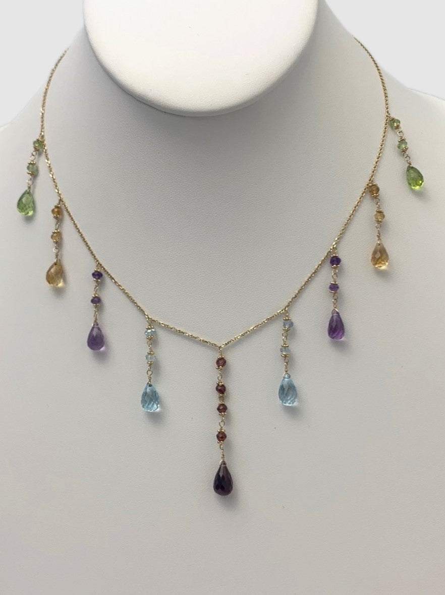 Clearance Sale! - 16"-17" Multicolored Cleopatra Necklace in 14KY - NCK-005-CLEOGM14Y-MLTI-16