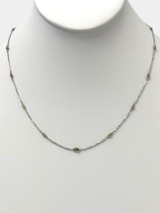 18" Brown Diamond Briolette Station Necklace in 18KW - NCK-029-TNCDIA18W-BRN-18 2.28ctw