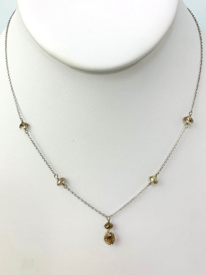 15" Brown Diamond Station Necklace with Brown Diamond Drop in Platinum - NCK-055-TNCDIAPLT-BRN-15 4.2ctw