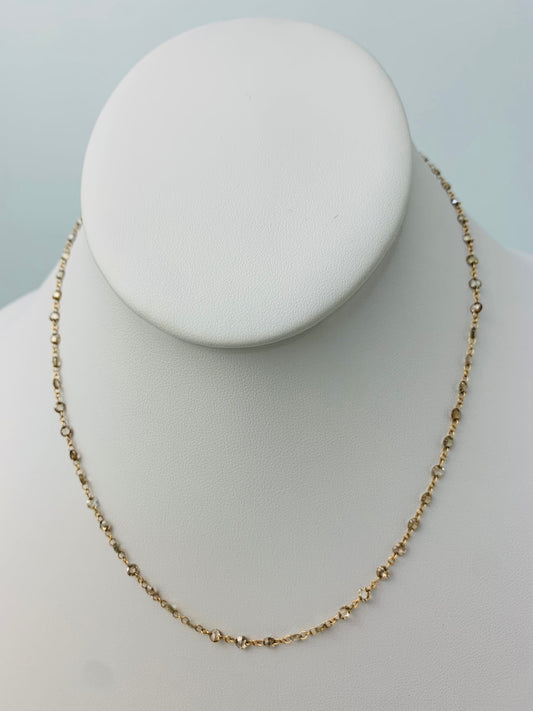 23.5" Rose-Cut Brown Diamond Drilled Rosary Necklace in 18KY - NCK-059-DRLDIA18Y-BRN-23.5 7.50ctw