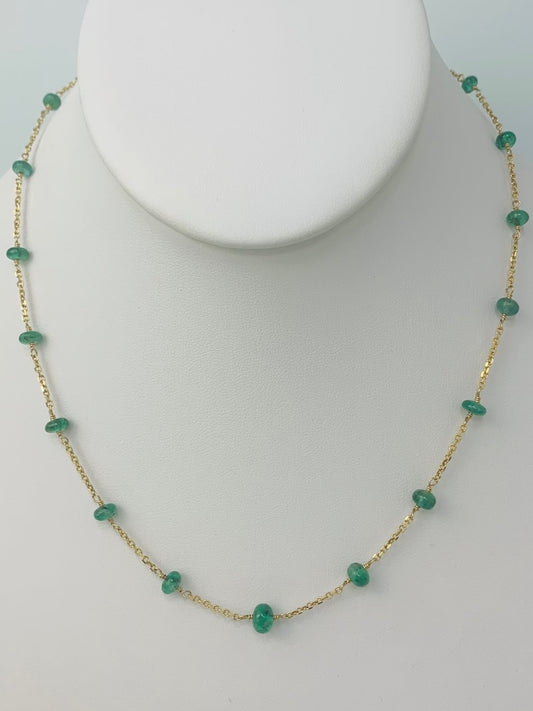 17" Emerald Station Necklace in 14KY - NCK-144-TNCGM14Y-EM-17