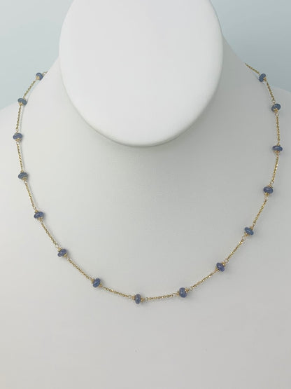 16" - 17"  Sapphire Station Necklace in 14KY - NCK-146-TNCGM14Y-BS-16