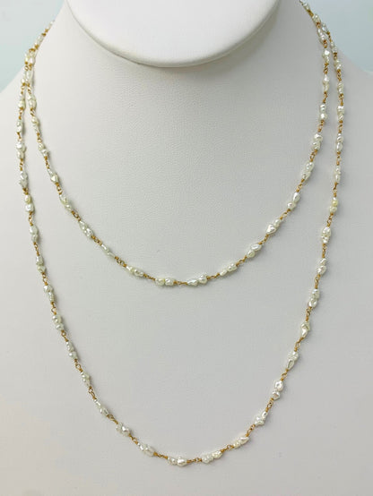 18"- 36" Double Pearl Rosary Necklace in18KY - NCK-204-ROSPRL18Y-WH-18