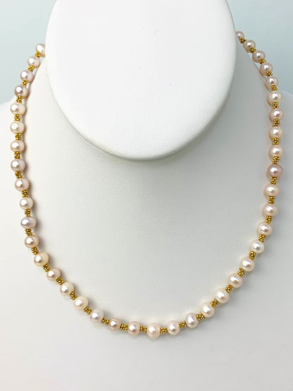 Clearance Sale! - 16" Pink Pearl Necklace in 14KY - NCK-207-CRDPRL14Y-PK-16