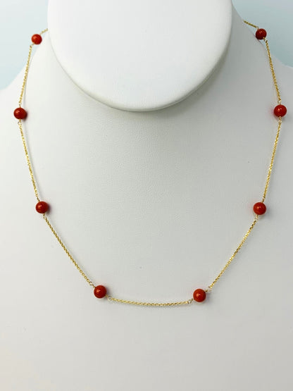 16" Coral Station Necklace in 14KY - NCK-229-TNCGM14Y-CRL-16