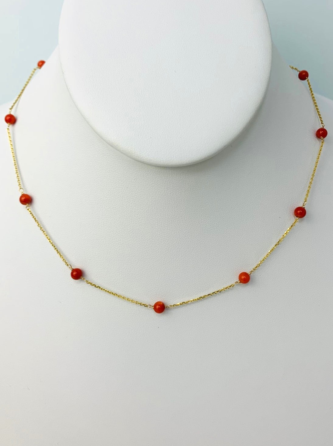 16" Coral Station Necklace in 14KY - NCK-230-TNCGM14Y-CRL-16