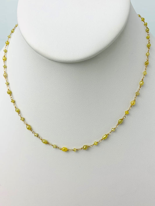 15" Yellow Diamond Rosary Necklace in 18KY - NCK-250-ROSDIA18Y-YL-15