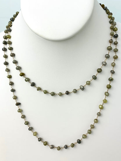 36"-38"  Smooth Grey Diamond Rosary Necklace in 14KW - NCK-256-ROSDIA14W-GRY 70-80ctw