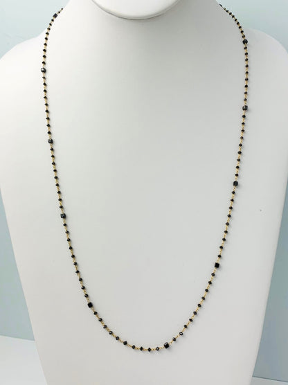 26" Black Diamond Rosary Necklace With Black Diamond Cube Accents in 14KY - NCK-262-ROSDIA!4Y-BK-26 10.40ctw