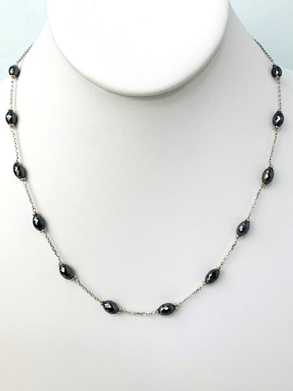 18" Black Diamond Station Necklace in 14KW - NCK-274-TNCDIA14W-BK-18-02871 22ctw