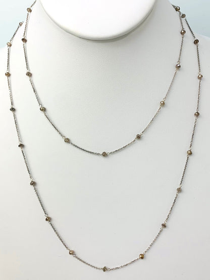 38" Fine Greyish Brown Station Necklace in 14KW - NCK-283-TNCDIA14W-BRN-38-01143