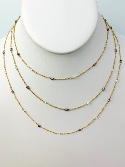 46" Fine Brown And Yellow Diamond Station Necklace in 18KY - NCK-284-TNCDIA18Y-BRNYL-46