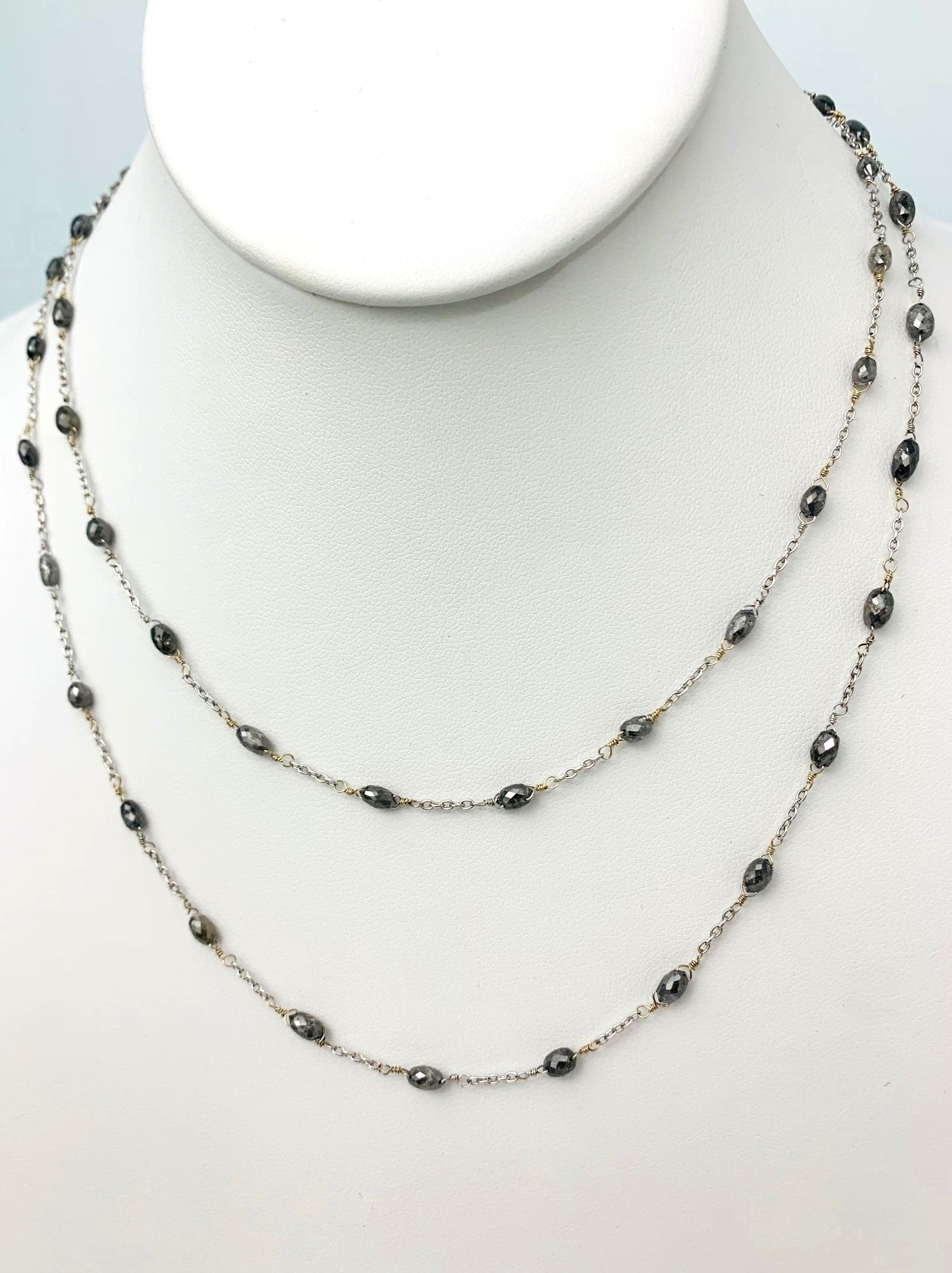 36" Grey Diamond Station Necklace in 18KW - NCK-287-TNCDIA18W-GRY-36 15.50ctw