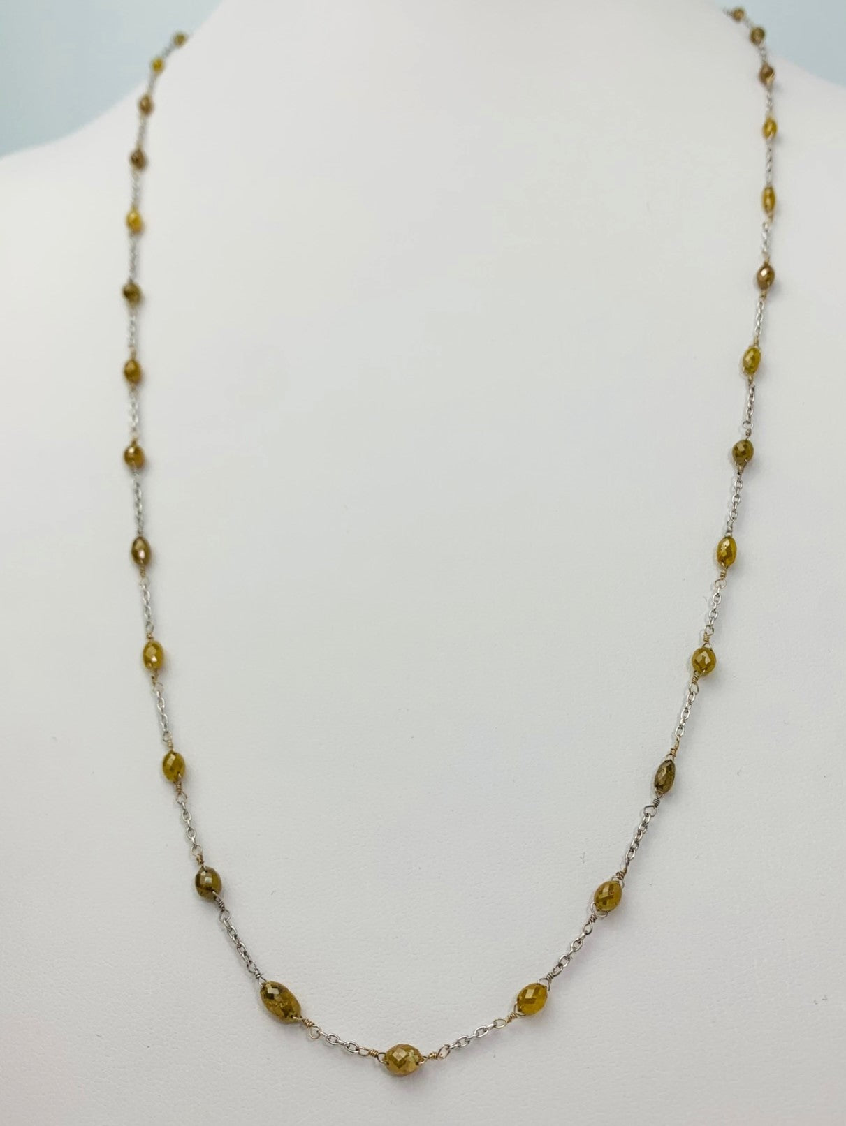 26" Brownish Yellow Diamond Station Necklace in 18KW - NCK-291-TNCDIA18W-YL-26