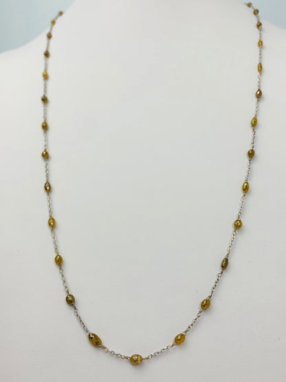 26" Brownish Yellow Diamond Station Necklace in 18KW - NCK-291-TNCDIA18W-YL-26