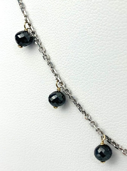 16" Black Diamond Dangle Necklace in 14KW - NCK-302-DNGDIA14W-BK-16-01299 13ctw