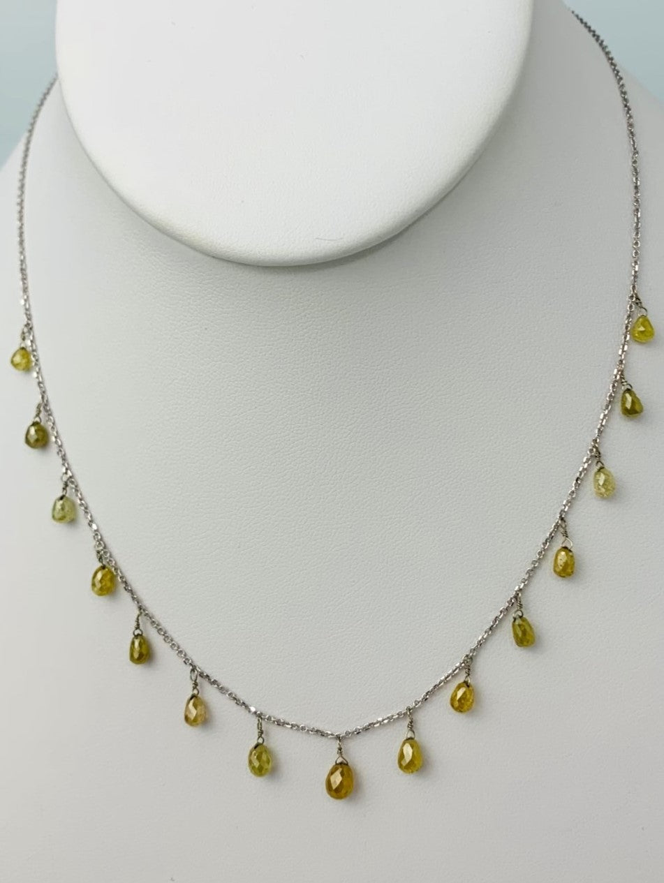 16" Brownish Yellow Diamond Dangle Necklace in 18KW - NCK-308-DNGDIA18W-YL-16