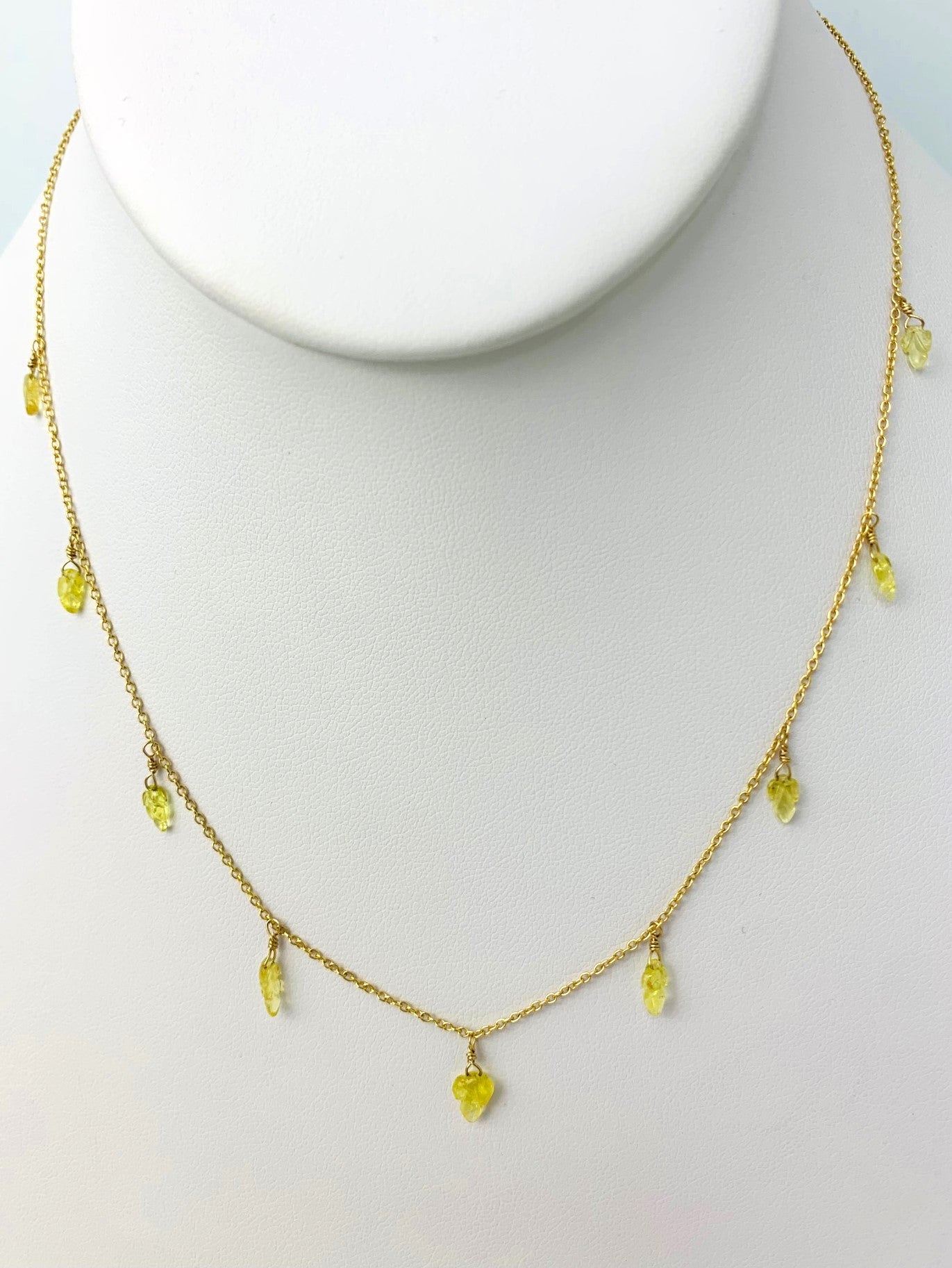 16" Carved Yellow Sapphire Leaf Dangle Necklace in 18KY - NCK-333-DNGGM18Y-YS-16