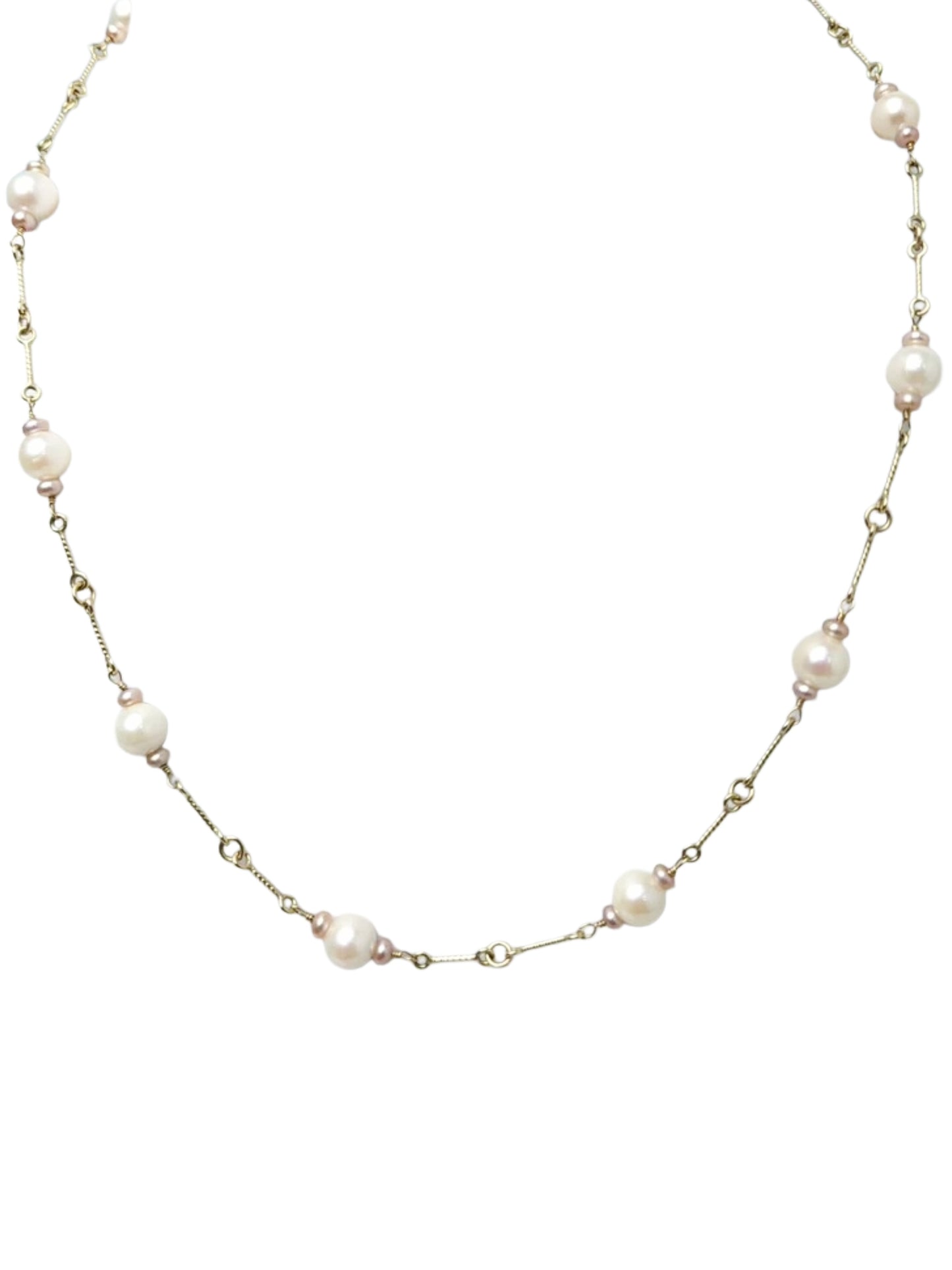 16.5" Pearl 11 Station Necklace on Fun Chain in 14KY - NCK-772