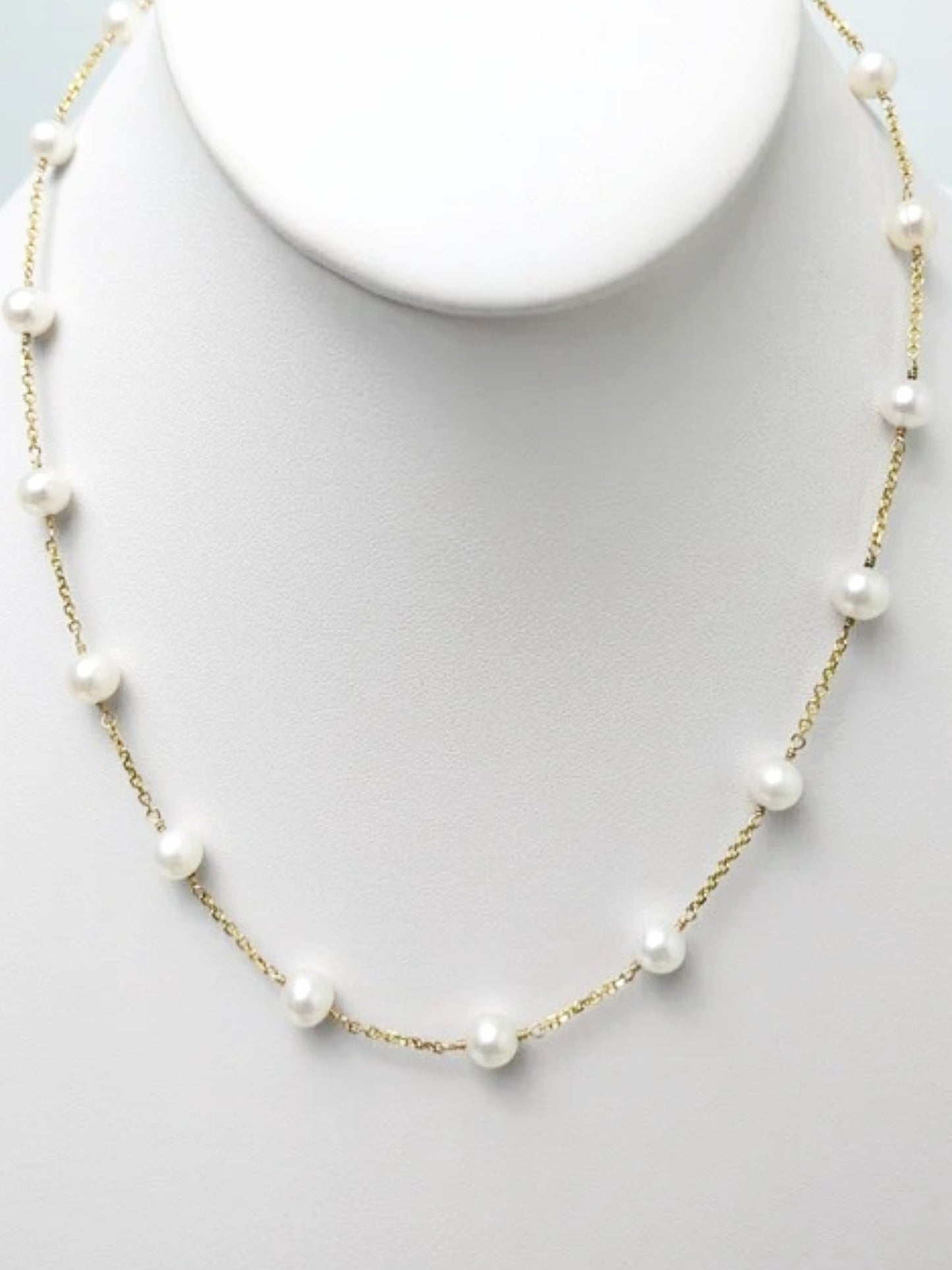 16"-21" White Freshwater Pearl Station in 14KY - NCK-758