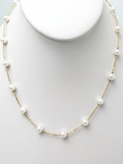 16"-21" White Freshwater Pearl Station in 14KY - NCK-758