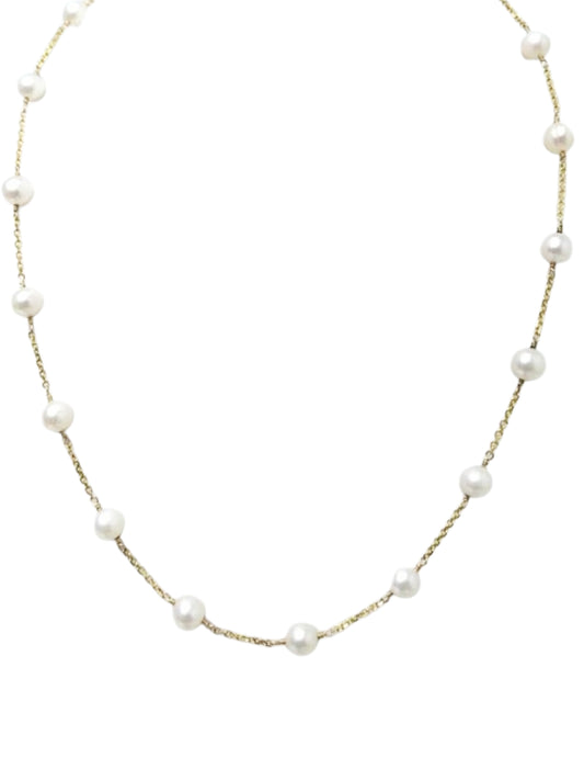 16"-21" White Freshwater Pearl Station in 14KY - NCK-758