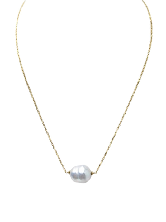 17" Grey Keshi Pearl Drop Necklace in 14KY and 14KW - NCK-700