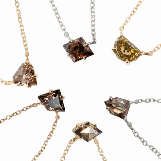 Polaris Fancy Shape Brown Diamond Choker Necklaces in 14K