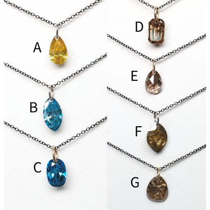 N A K E D Diamond Pendants in 14K - Transparent