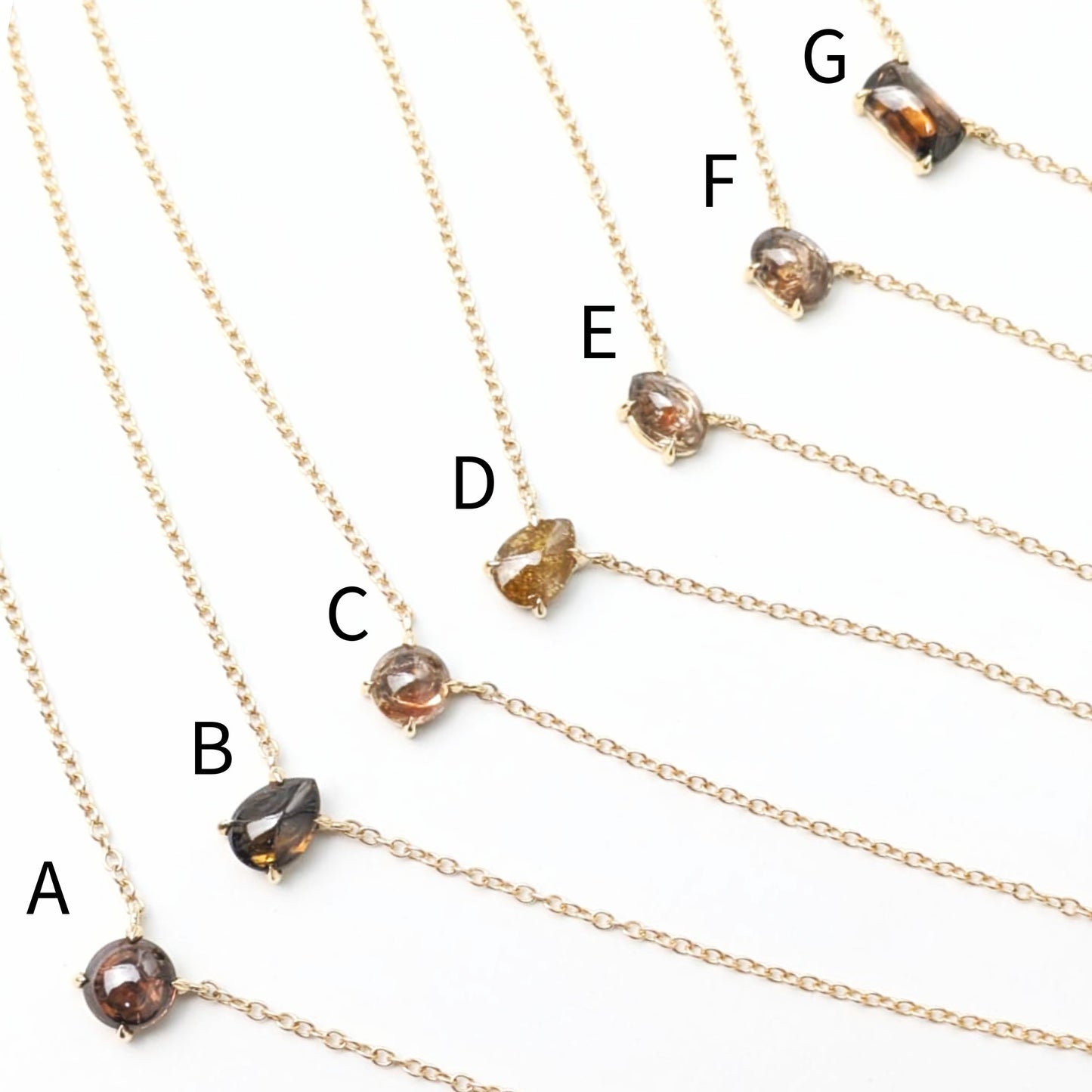 Polaris Brown Diamond Cab Choker Necklaces in 14K