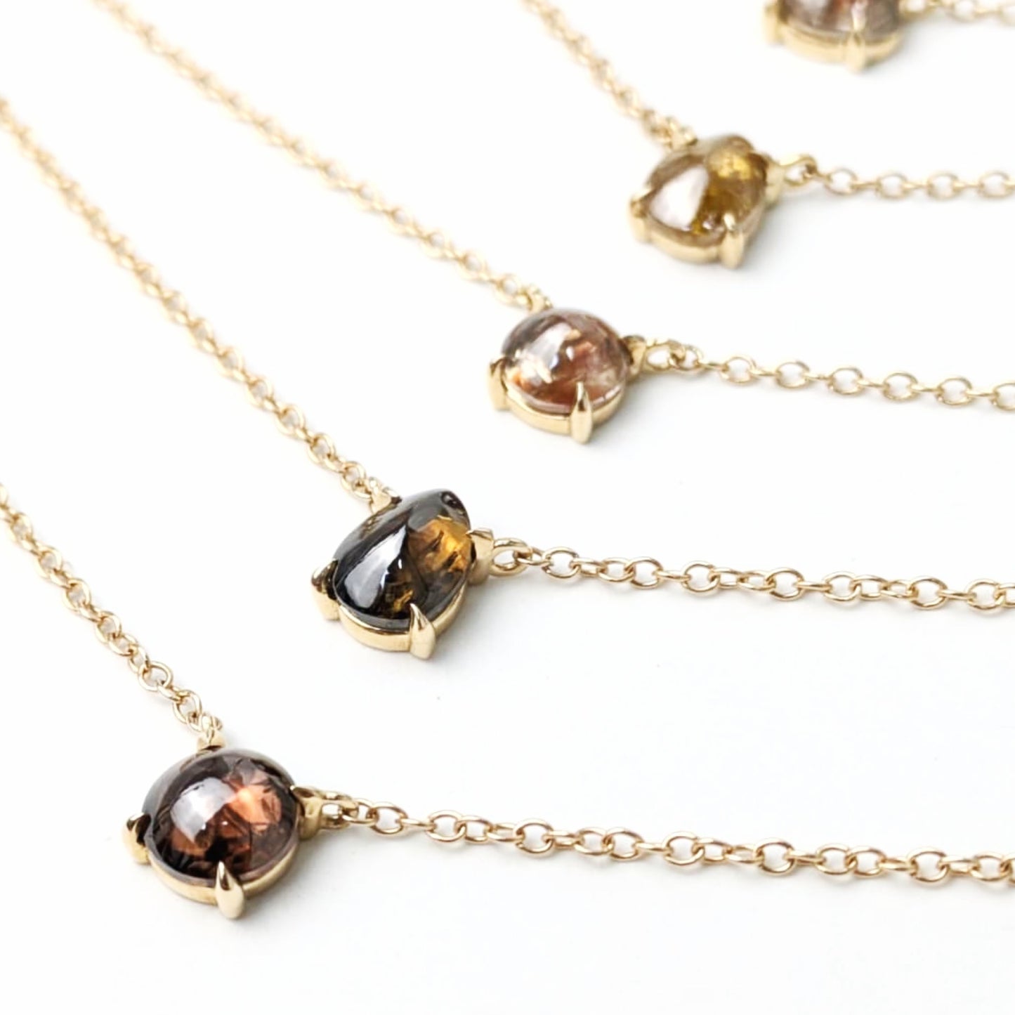 Polaris Brown Diamond Cab Choker Necklaces in 14K