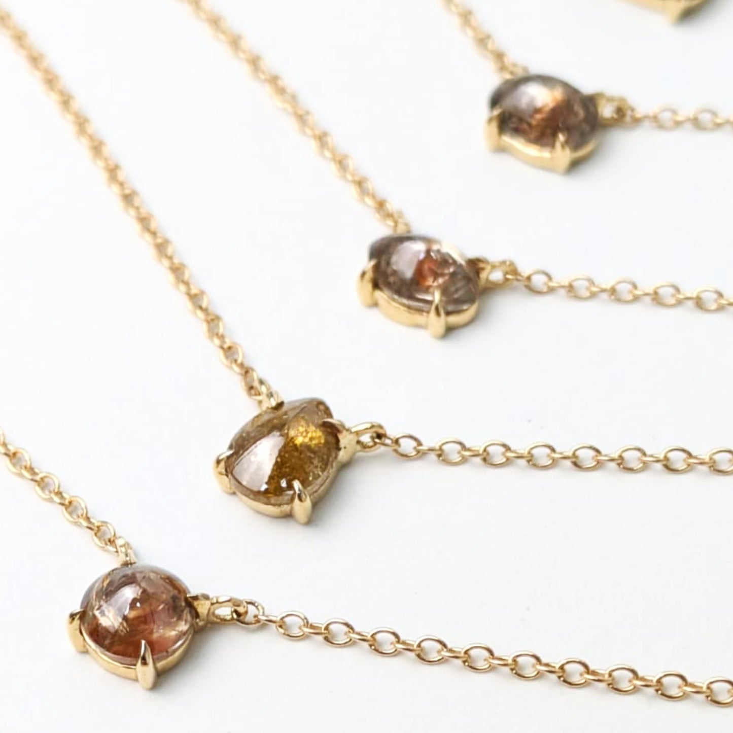 Polaris Brown Diamond Cab Choker Necklaces in 14K