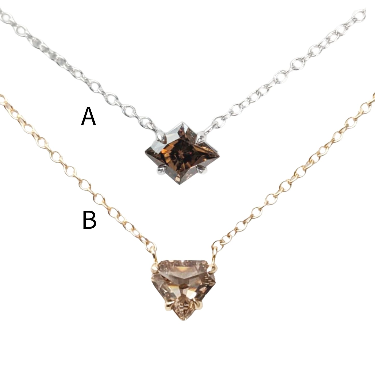 Polaris Fancy Shape Brown Diamond Choker Necklaces in 14K