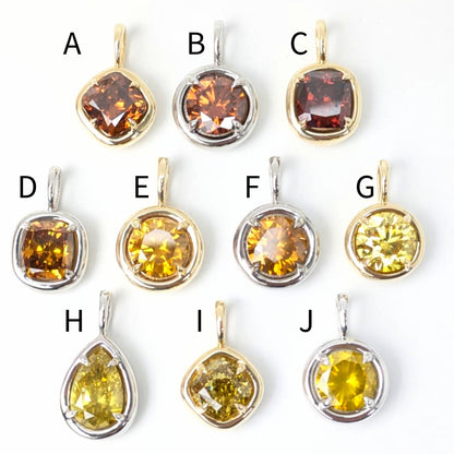 1.00ct Red, Yellow, Orange Diamond Solstice Pendants